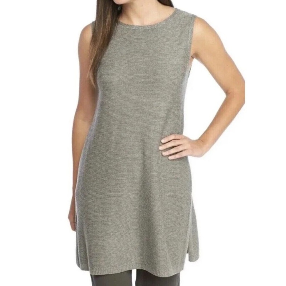 Eileen Fisher Sleeveless Heathered Tencel/Merino Wool Tunic/Mini Dress